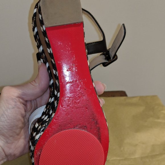Christian Louboutin Lagoa 70 Platform Sandal Espadrilles 38 - Black/White 7.5 US - Picture 7 of 11